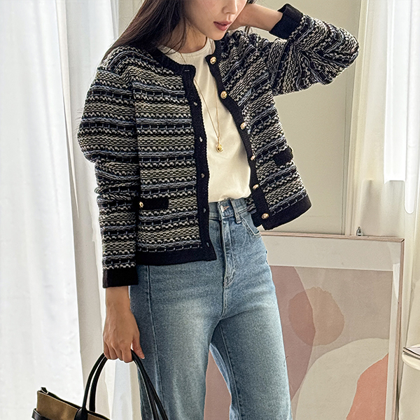 Golden Tweedy Knitwear Cardigan