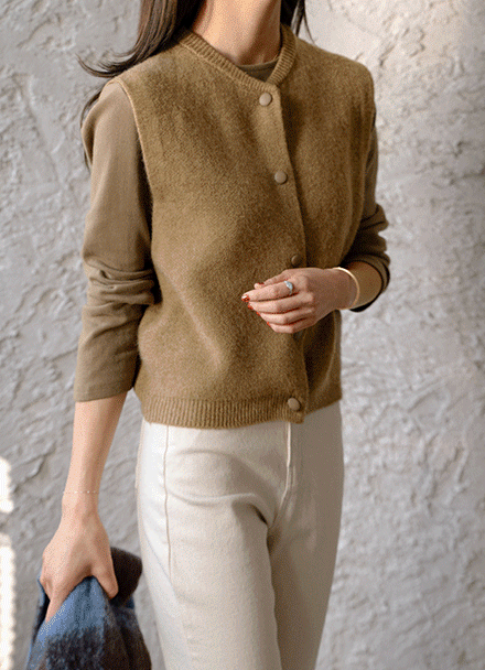 [Special Sale] Soft Button Knitwear Vest Korea