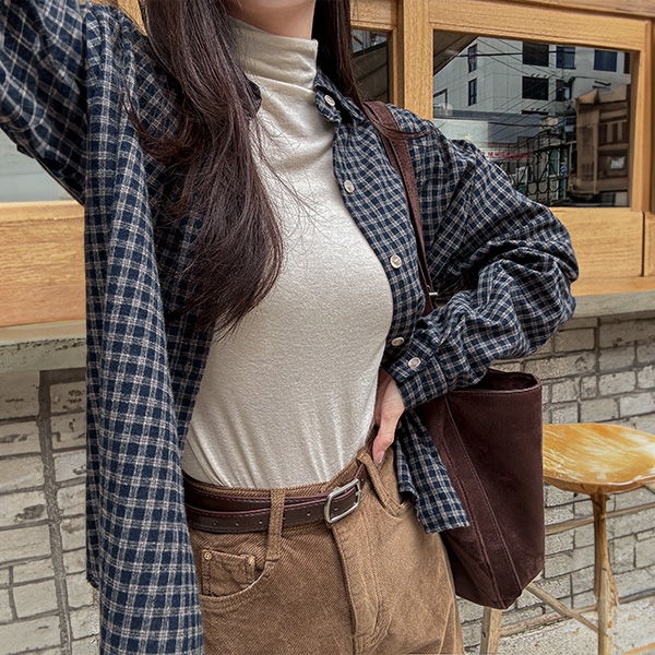 [valyou] 시그니처 웜 Peach Check Shirt