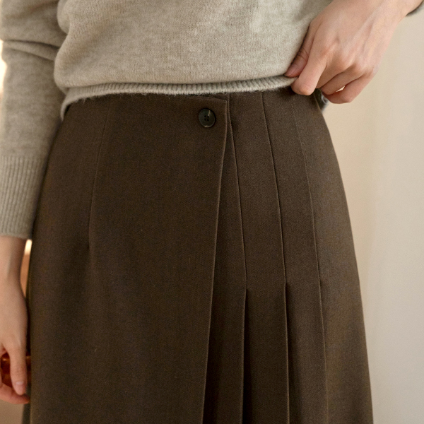 Sturdy  Wrap Banding Pleats Skirt