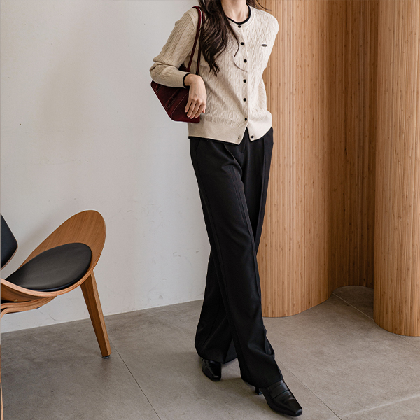 Cable Color Matching pendant Cardigan