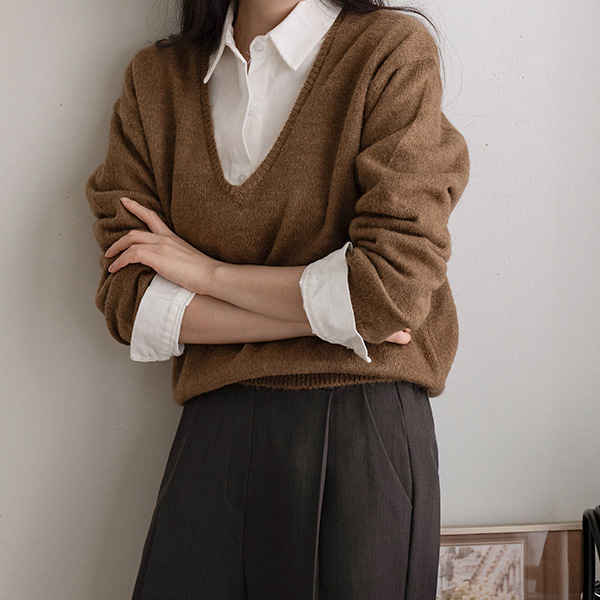 Cozy Wool Deep V Knitwear