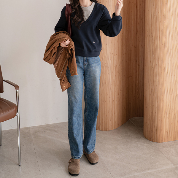 Rim Color Matching Layered Sweatshirt