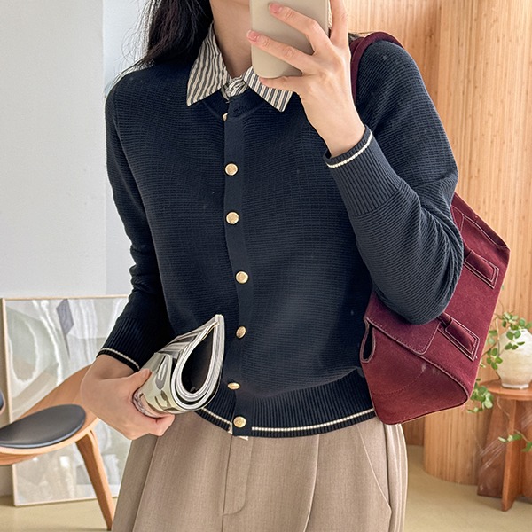 Barrel Shirt layered Cardigan
