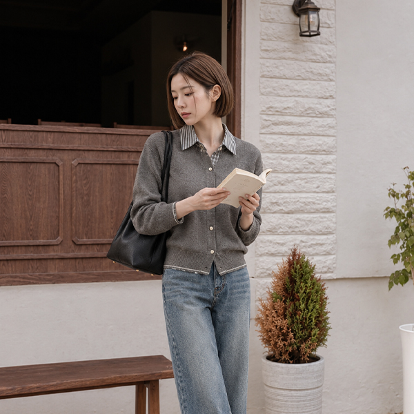 Barrel Shirt layered Cardigan