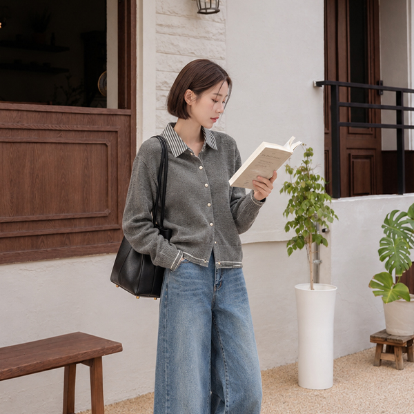 Barrel Shirt layered Cardigan
