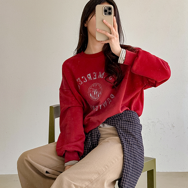 Vintage 스템핑 나염 sweatshirt