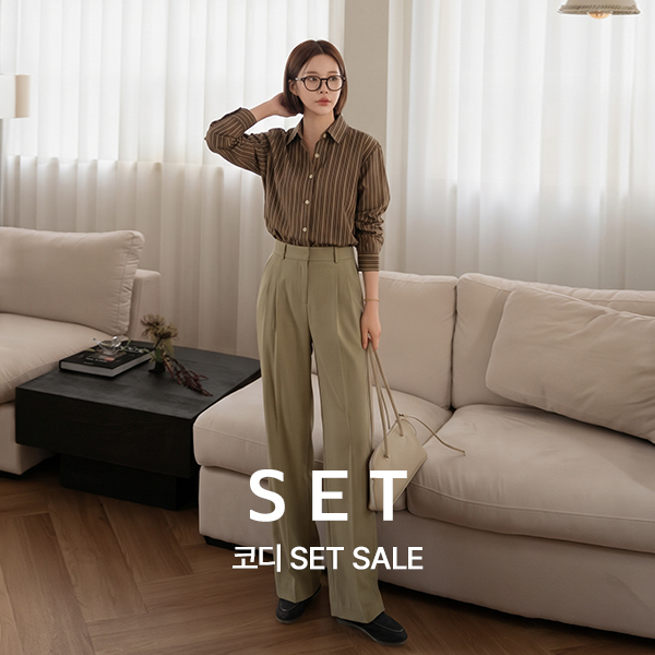 [코디SET] Perfect Pants 88ver (가을투핀턱사이드밴드)+[valyou] 피넛 Stripe Shirt