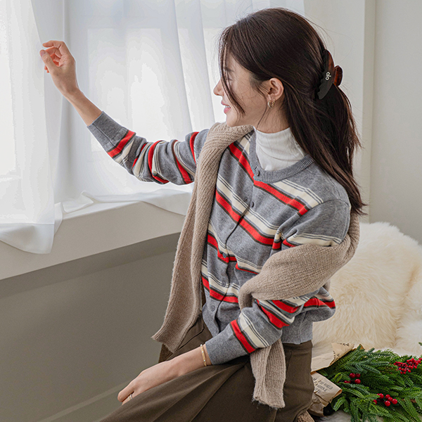 Baudry Multi Horizontal Striped Cardigan