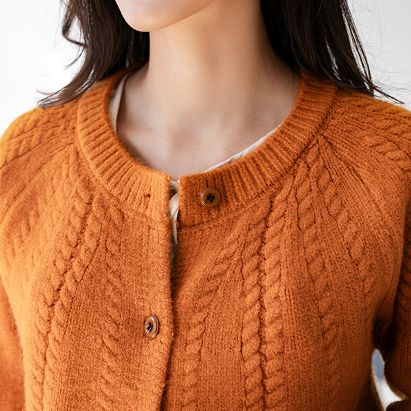 Cable Wood Button Cardigan