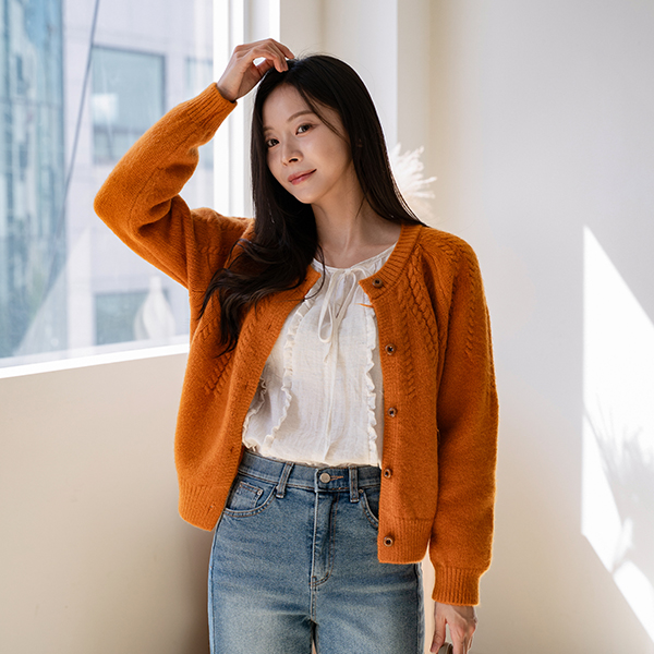 Cable Wood Button Cardigan