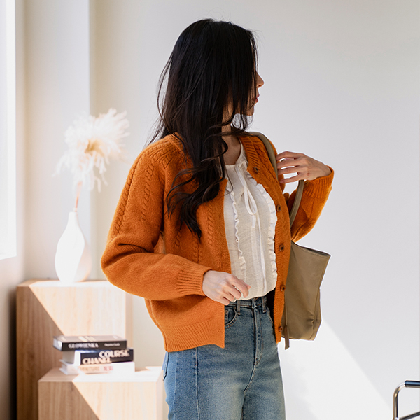 Cable Wood Button Cardigan