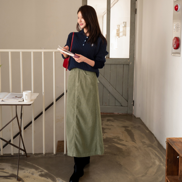키작아도 Corduroy Skirt (레더라벨Aline)