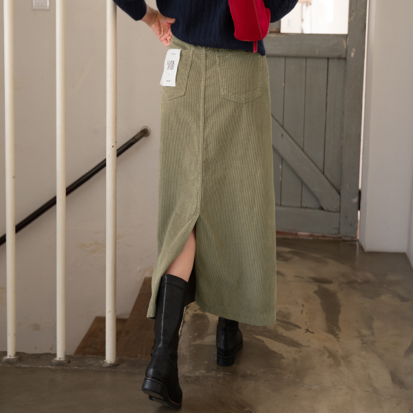 키작아도 Corduroy Skirt (레더라벨Aline)