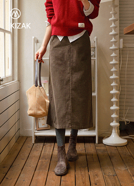 Perfect Corduroy Skirt (Fleece Lined A-line) Korea
