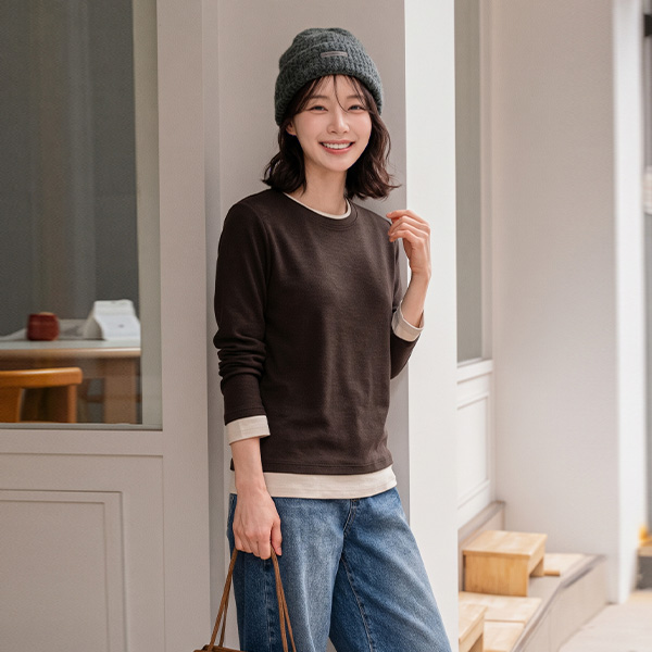 [valyou] two tone layered T-shirt
