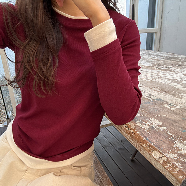 [valyou] two tone layered T-shirt
