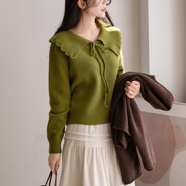 Lovely Wave Collar Knitwear