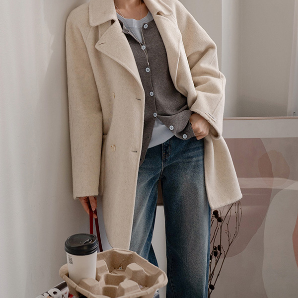 자수 two tone Color Matching layered Cardigan