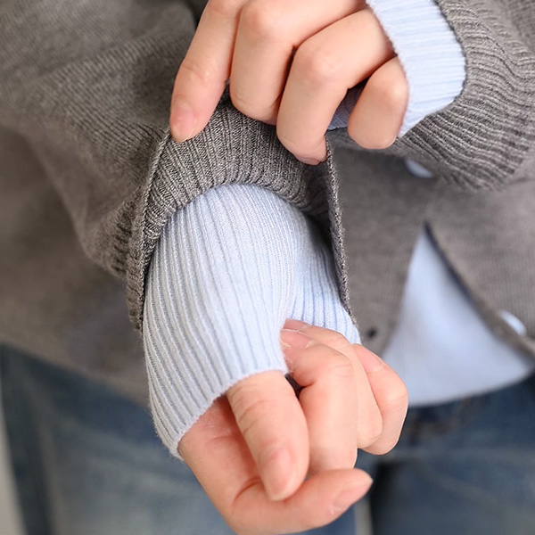 자수 two tone Color Matching layered Cardigan
