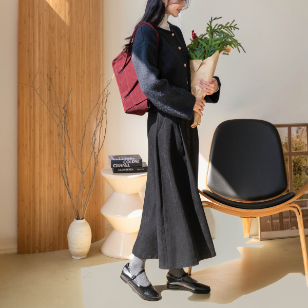 [valyou] Peach Flare Banding Skirt