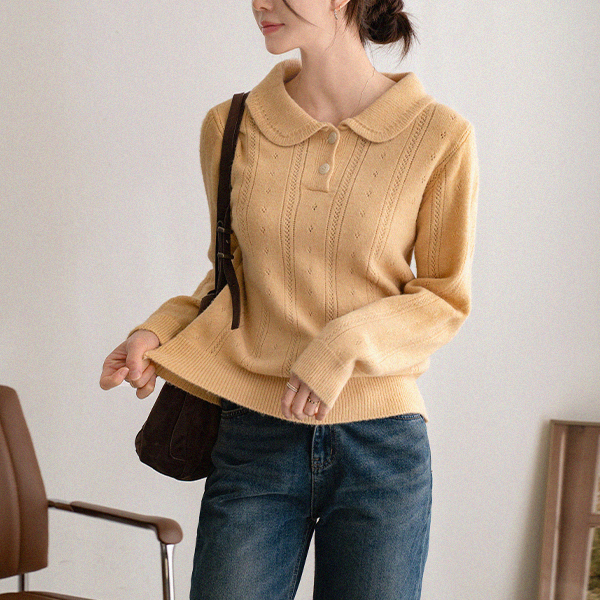 Lovely Punching Silhouette Knitwear