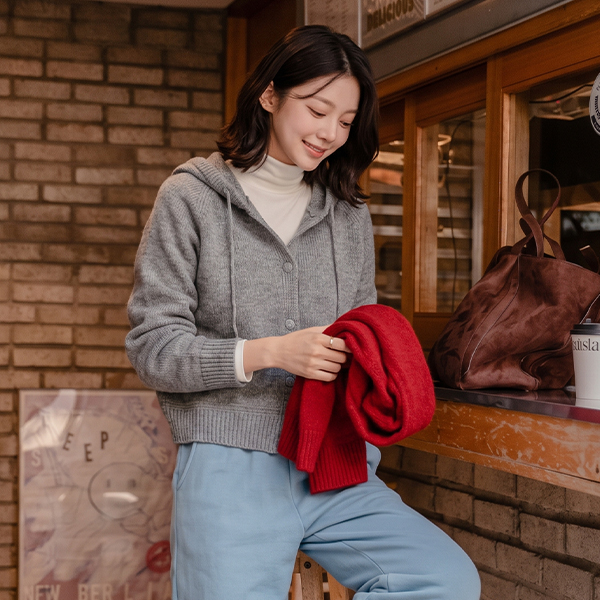 하버 콩단추 Hood Knitwear Cardigan