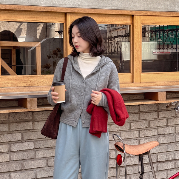 하버 콩단추 Hood Knitwear Cardigan