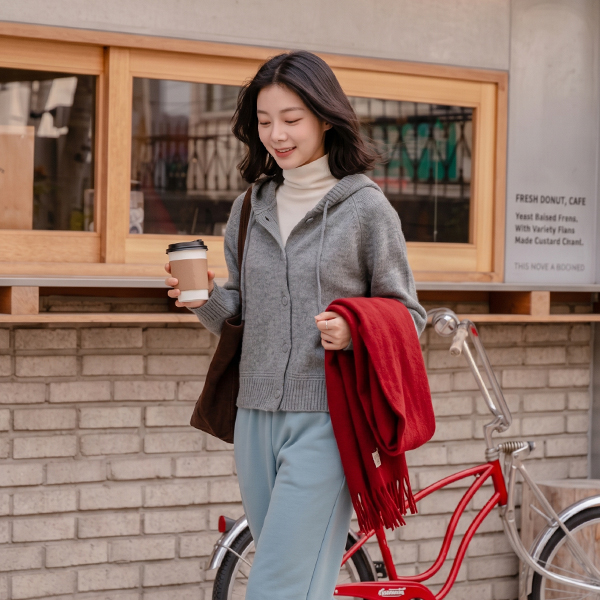 하버 콩단추 Hood Knitwear Cardigan