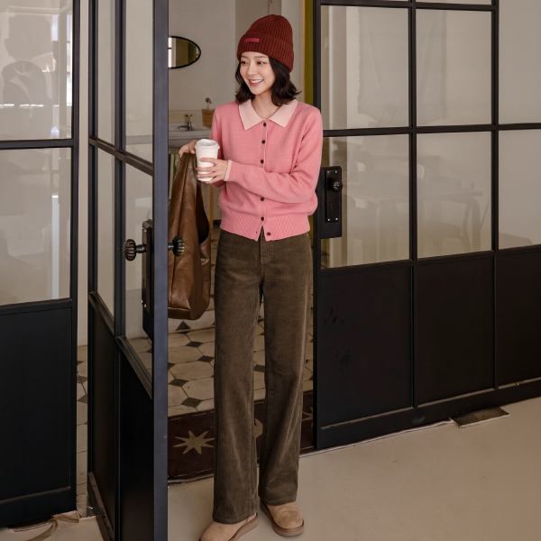 프레첼 layered Collar Knitwear Cardigan