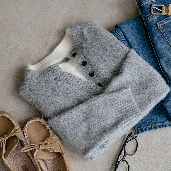헨리 layered 보송 Knitwear