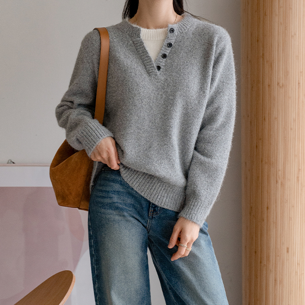 헨리 layered 보송 Knitwear
