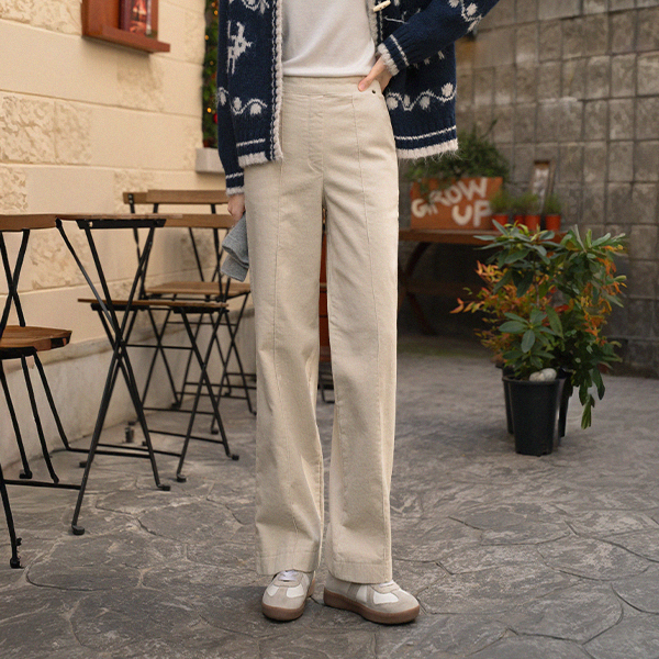 Perfect Corduroy Pants 6ver (fleece lined pintuck semi-wide)