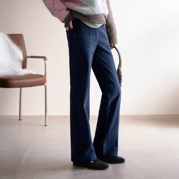 Perfect Corduroy Pants 6ver (fleece lined pintuck semi-wide)