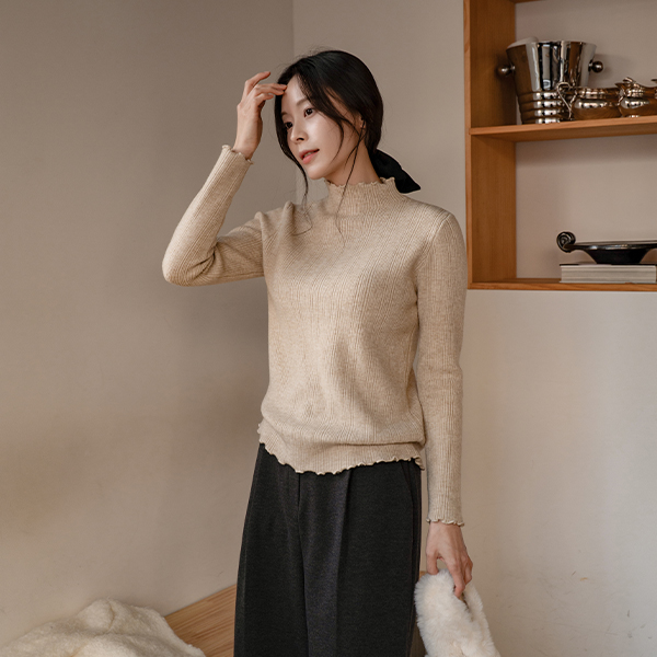 Wave Mink Half Turtleneck Knitwear