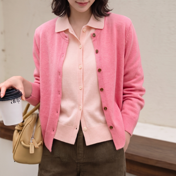 Pretzel Layered Collar Knitwear Cardigan