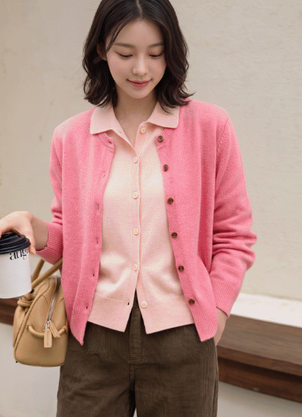 Pretzel Layered Collar Knitwear Cardigan Korea