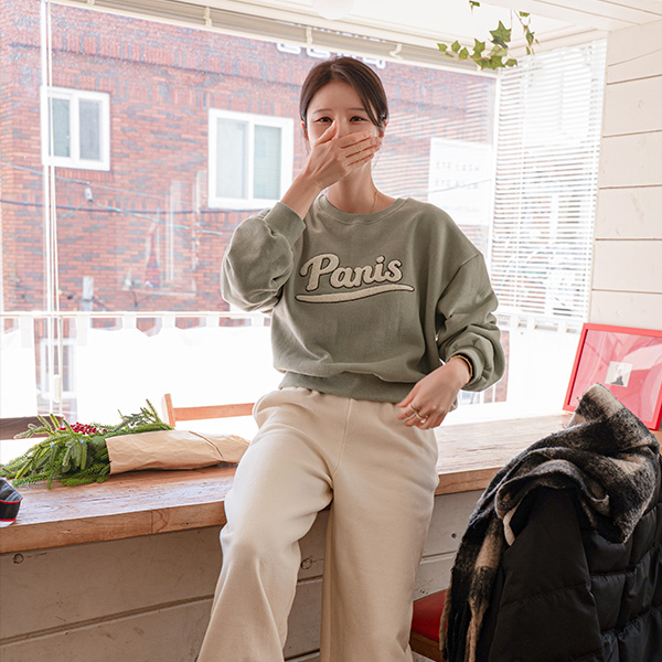 Double-sided Fleece-lined Curly Paris Sweatshirt