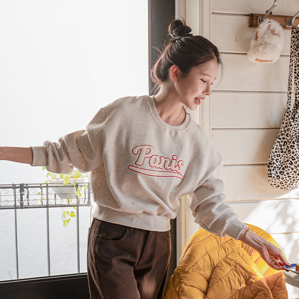 Double-sided Fleece-lined Curly Paris Sweatshirt