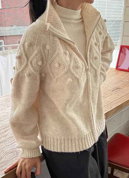 Popcorn Two-way Zip Up Knitwear Cardigan Korea