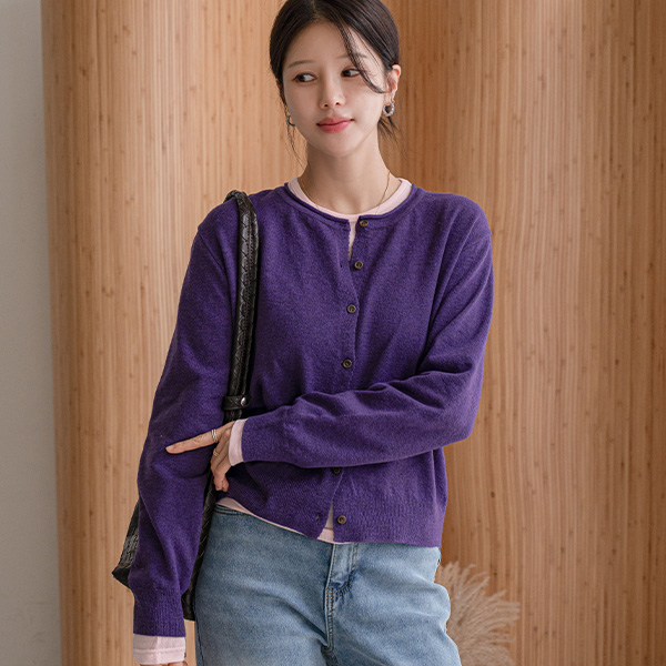Semi Rolling Wool Round Cardigan