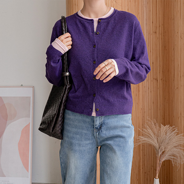 Semi Rolling Wool Round Cardigan