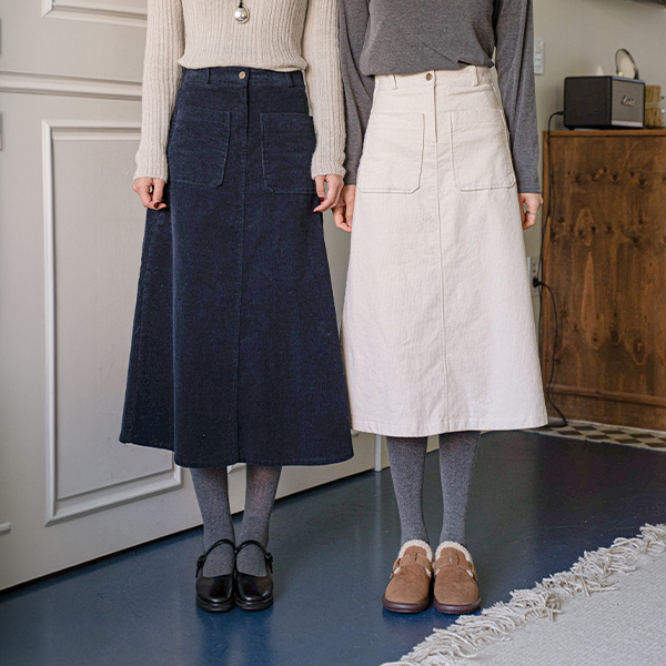 키작아도 Corduroy Skirt (기모맞주름Aline)