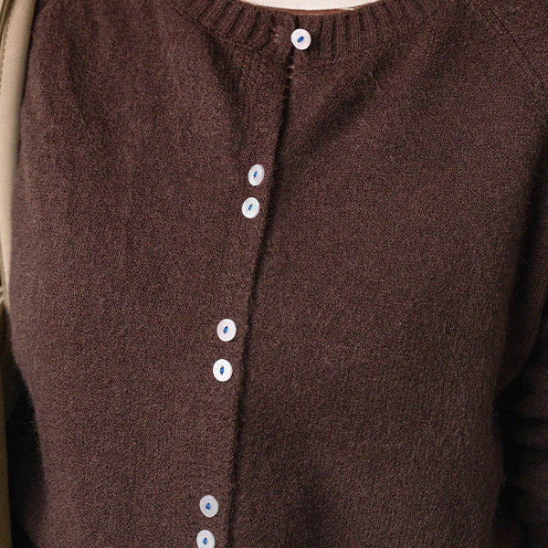 Double Button Round Wool Cardigan