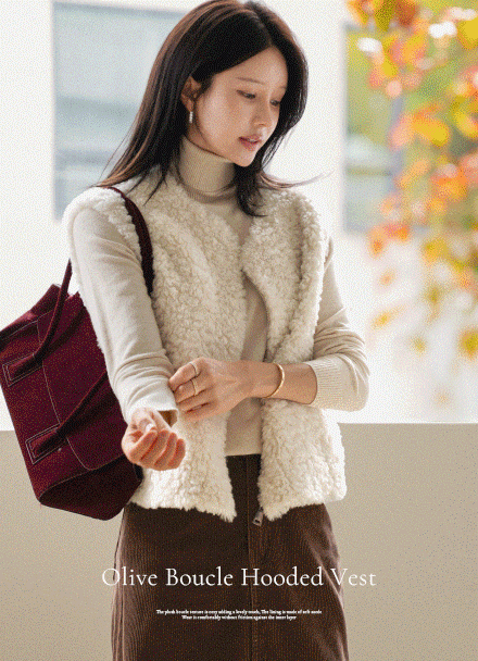 Olive 부클 후디 Vest Korea