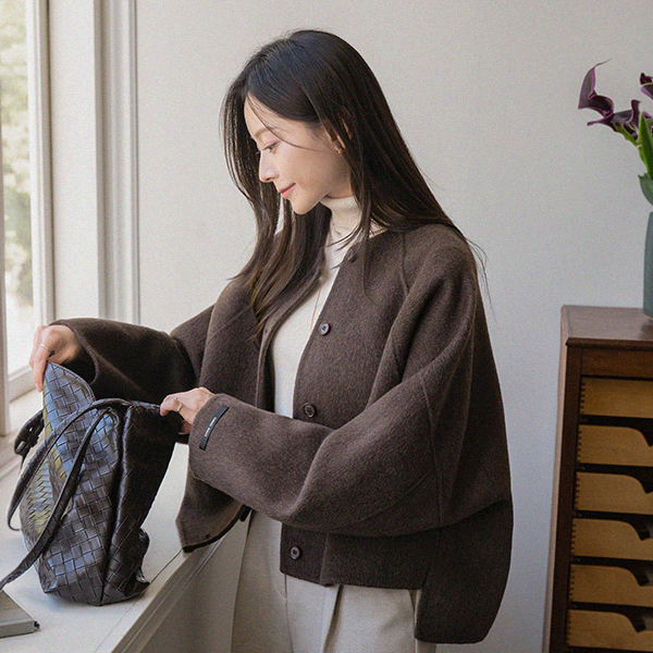 No collar 언발 Wool 핸드메이드 Coat