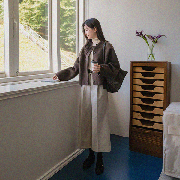 No collar 언발 Wool 핸드메이드 Coat