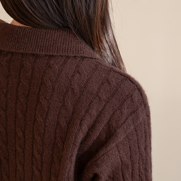 테디 Collar Wool Twiddle Knitwear