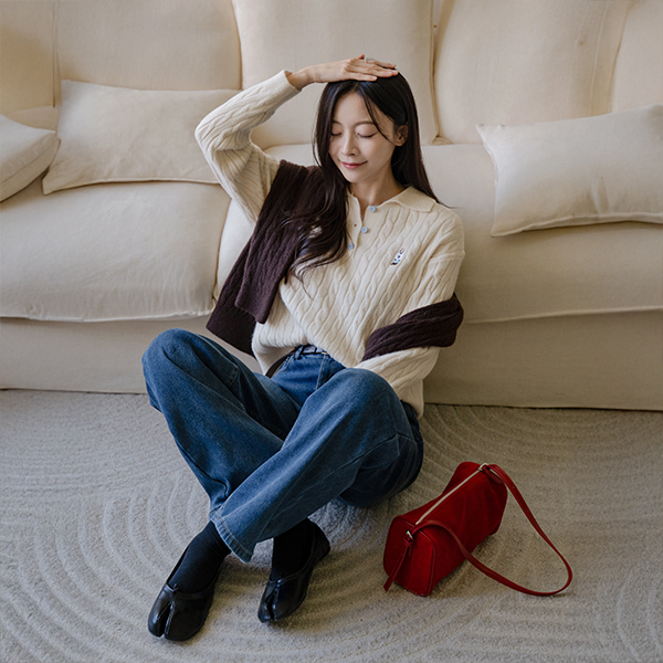 테디 Collar Wool Twiddle Knitwear