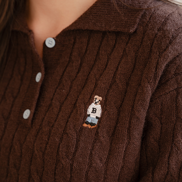 테디 Collar Wool Twiddle Knitwear